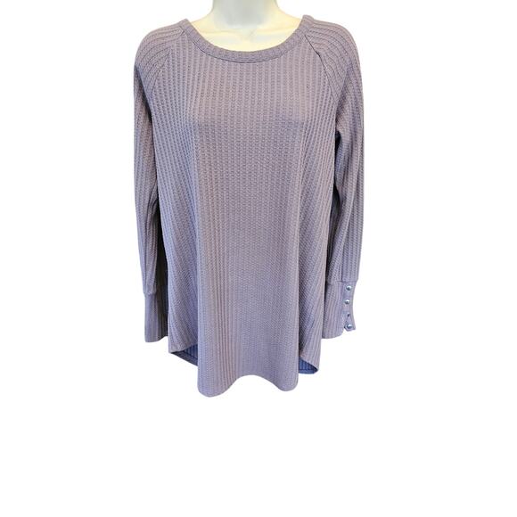 Chaser size medium women's waffle knit purple long sleeve lounge top casual warm - Picture 1 of 7